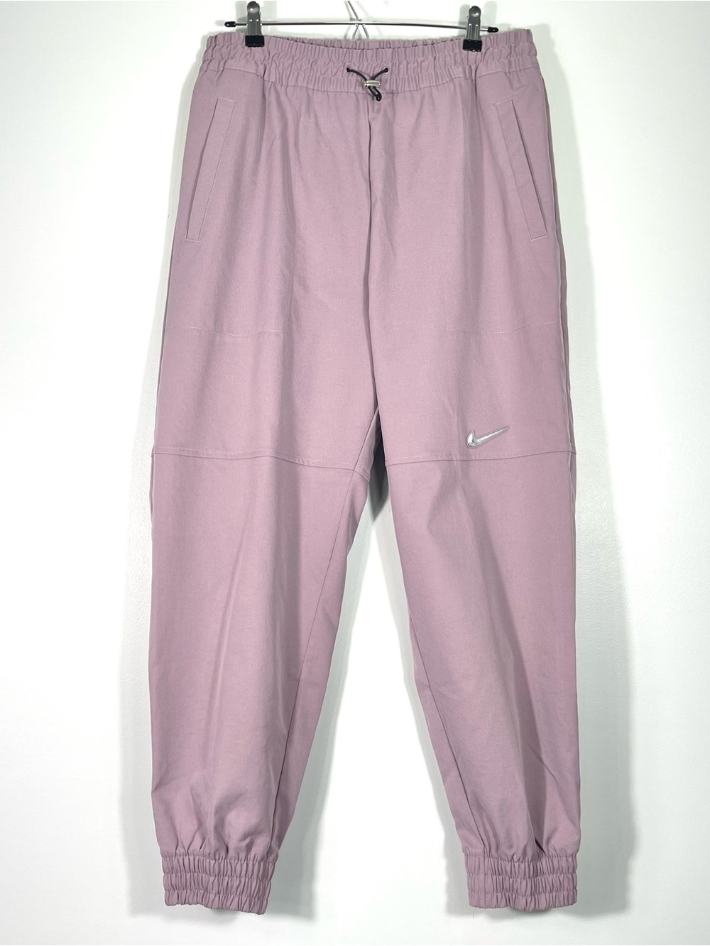 NIKE Women Cotton Twill Jogger Pants Mauve Lavender Elastic Drawstring Sz. Large
